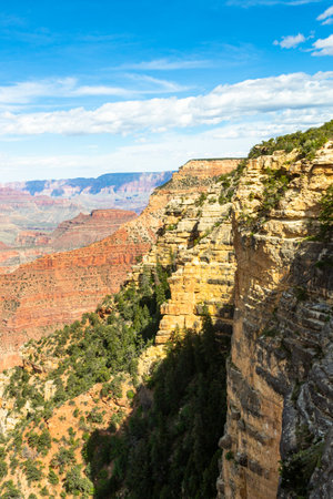 Grand Canyon National Park in Arizona, USA. Panoramic showing the Grand Canyon. Aerial view of the Grand Canyon, Arizona. Grand Canyon Arizona sunset landscape clouds.の写真素材