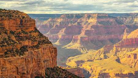 Grand Canyon National Park from Yavapai Point near sunset. South Rim of the Grand Canyon National Park. Scenery of the Grand Canyon, Arizona.の写真素材