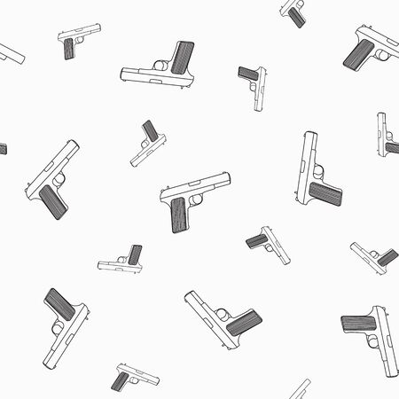 Seamless pattern of pistols on a white backgroundのイラスト素材
