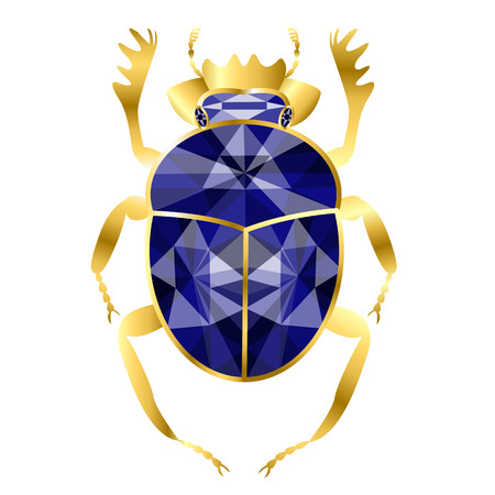 beetle of scarab from gold and sapphires, jewelry on white background
のイラスト素材