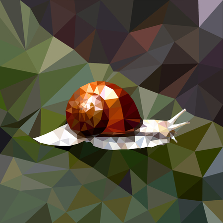 mosaic of a snail with a brown shell on a colored background, grape snail in a forestのイラスト素材