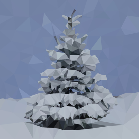 spruce in the snow, multicolored triangular mosaic, snowy winter
のイラスト素材