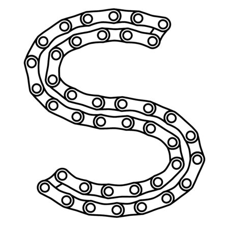 s, letter is made of chain, black and white vector clip artのイラスト素材