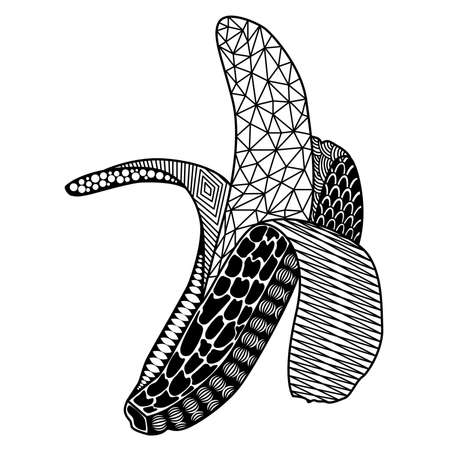 banana in zenart style on white backgroundのイラスト素材