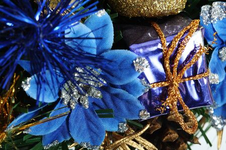 detail blue Christmas decoration abstract macroの写真素材