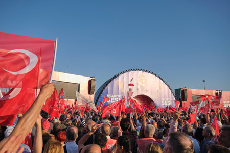 Istanbul, Turkey - May 21, 2022: There was a great participation in the voice of the nation rally organized by the republic people's party in Maltepe.のeditorial素材