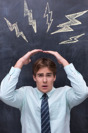 Difficult young businessman every day life conceptの写真素材