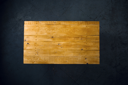 Top view creative studio photo of empty wooden vintage tableの写真素材