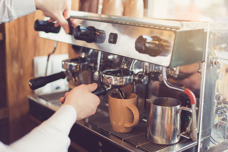 Concept for professional barista in coffee shopの写真素材