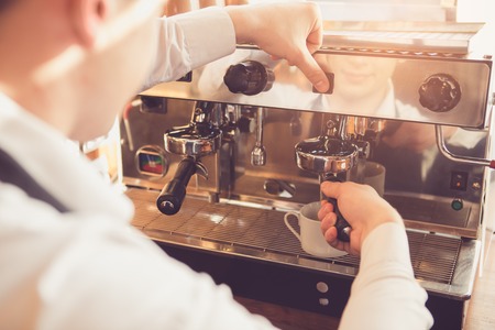 Concept for professional barista in coffee shopの写真素材