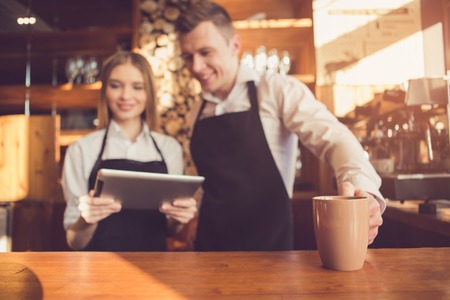 Concept for professional barista in coffee shopの写真素材