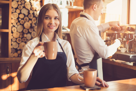 Concept for professional barista in coffee shopの写真素材