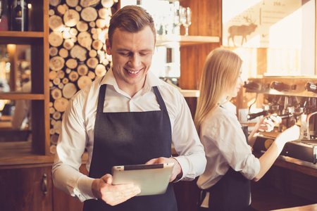 Concept for professional barista in coffee shopの写真素材