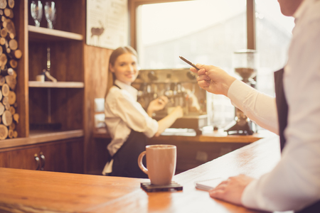 Concept for professional barista in coffee shopの写真素材