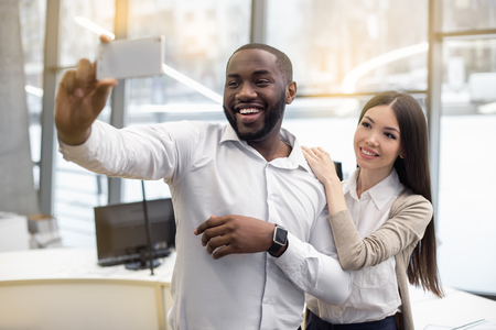 People Taking Photo Selfie Office Conceptの写真素材