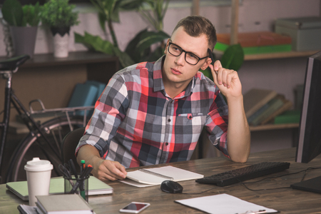 Young Man Programmer Computer Technology Work Conceptの写真素材