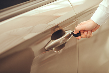 Young Man in a Car Rental Service Test Drive Conceptの写真素材