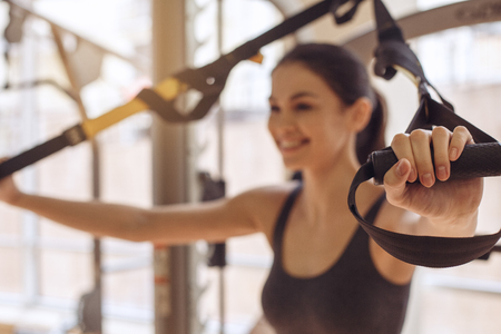 Young woman workout in gym healthy lifestyleの写真素材