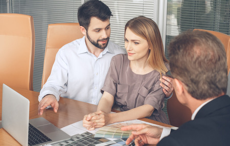 Young couple purchase rent property real estateの写真素材