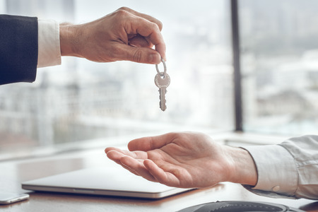 Young man purchase rent property real estateの写真素材