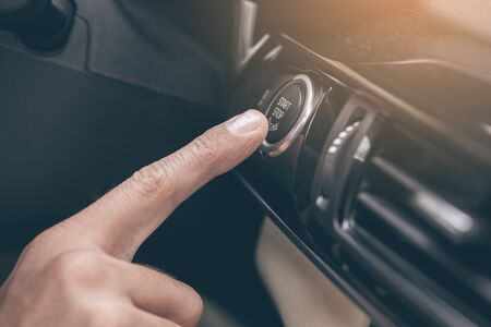 Young business man test drive new carの写真素材