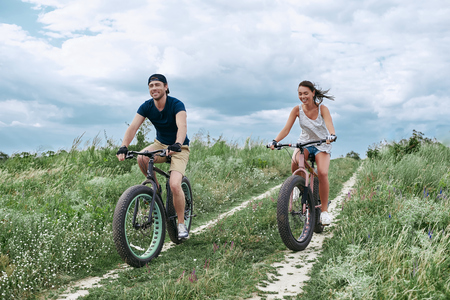 Fat bike also called fatbike or fat-tire bike in summer driving