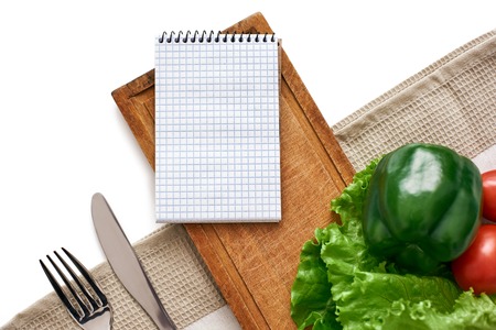 Products list for favorite dish. Fresh vegetables are on the tableの写真素材