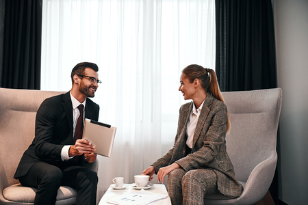 Photo of business meeting in expensive hotel.の写真素材