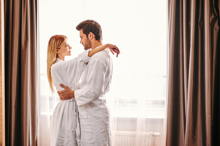 Longtime relationships. Young couple travel together hotel room leisureの写真素材