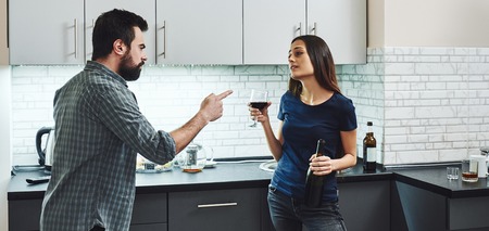 The only thing more exhausting than being depressed is pretending that youâre not. Young family, wife alcoholic, social problems conceptの写真素材