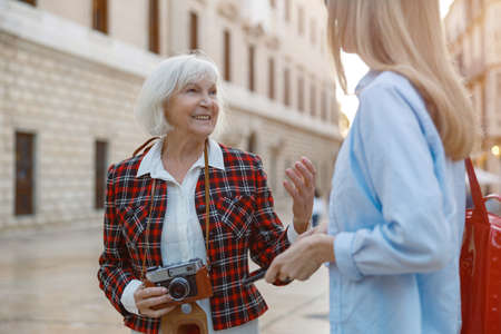 Senior lady spending time at urban areaの写真素材
