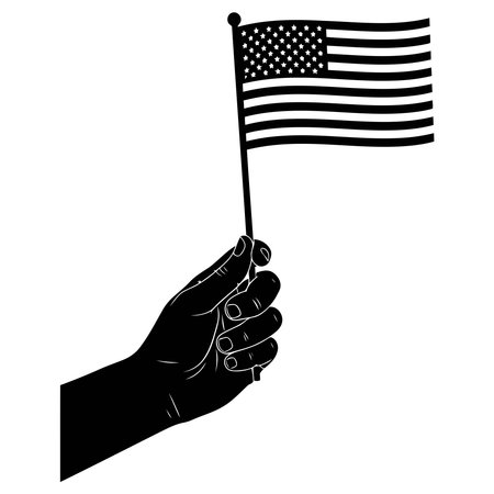 Show your American pride with this hand holding a flag, perfect for patriotic holidays, campaigns, or celebrating national unity and freedomのイラスト素材