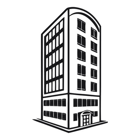 Elevate designs with a sleek building illustration. Ideal for architectural projects, urban planning visuals, or real estate marketing. A modern, versatile graphic.のイラスト素材