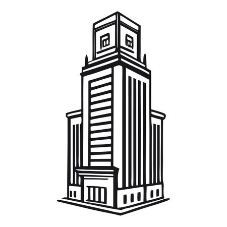 Classic skyscraper line drawing, perfect for architectural visualizations or creative projects, offering a stylish urban aesthetic with a minimalist design and timeless appeal.のイラスト素材
