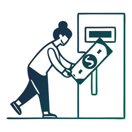 A stylish illustration depicts simple banking. Perfect for finance blogs, money management apps, or educational materials about personal finance and digital banking.のイラスト素材