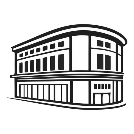 Clean, modern building illustration perfect for architectural projects, urban planning visuals, or sleek real estate branding. Ideal for design and creative ventures.のイラスト素材