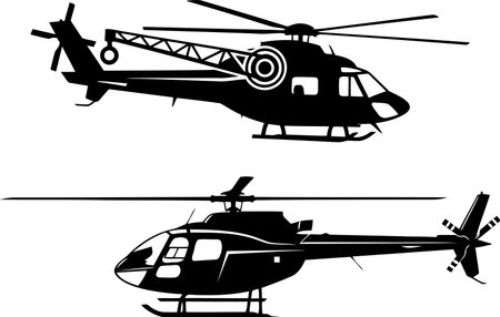 helicopter silhouettes. Vector illustration ready for vinyl cutting.のイラスト素材