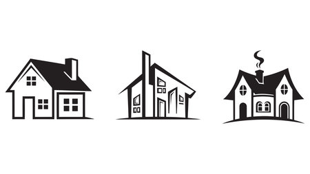 Set of houses icon isolated on white background. Vector Illustration.のイラスト素材