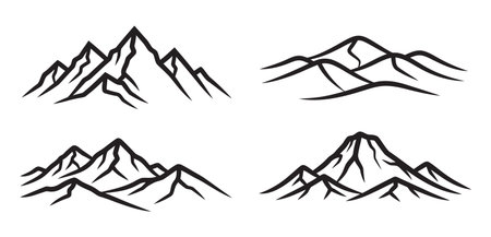 Mountains icon set. Vector illustration. Isolated on white background.のイラスト素材