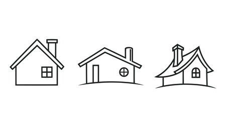 House icon set. Outline set of house vector icons for web design isolated on white backgroundのイラスト素材