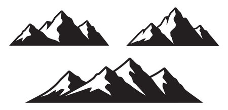 Mountains icon set. Vector illustration isolated on a white background.のイラスト素材