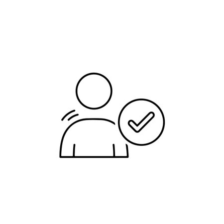 User with check mark line icon. User with check mark. Vector illustrationのイラスト素材