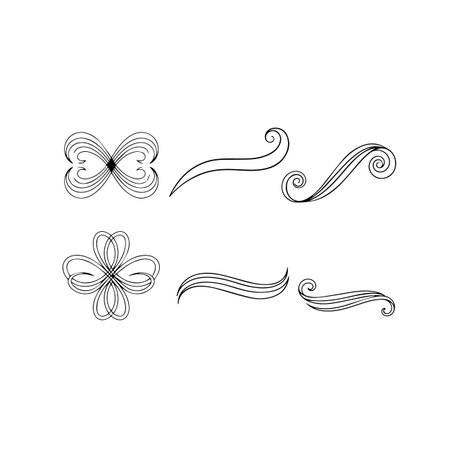Set of decorative elements for design. Vector illustration in black and white colors.のイラスト素材