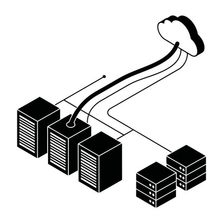 Data center concept represented by server and cloud icon. Isolated and flat illustrationのイラスト素材