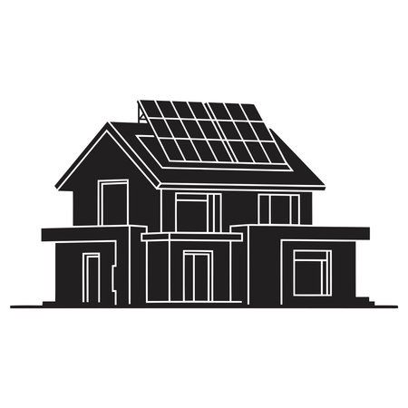 House with solar panel icon. Simple illustration of house with solar panel vector icon for webのイラスト素材