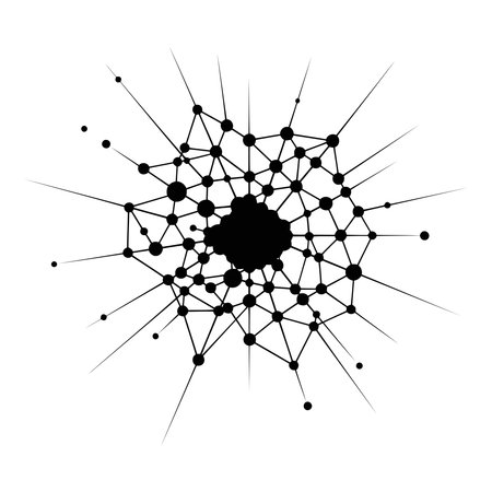 Geometric structure molecule and communication. Dna, atom, neurons. Scientific concept for your design. Connected lines with dots.のイラスト素材