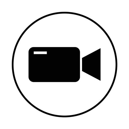 Video camera icon. Thin circle, black outline. Vector illustration.のイラスト素材