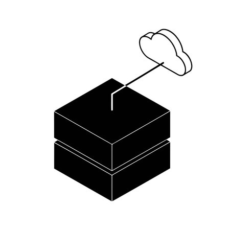 Cloud Data Storage Isometric Icon, Server Connection to Cloud, Cloud Network Serverのイラスト素材