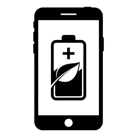 Eco-Friendly Mobile Power, Sustainable Energy App, Green Battery on Phoneのイラスト素材