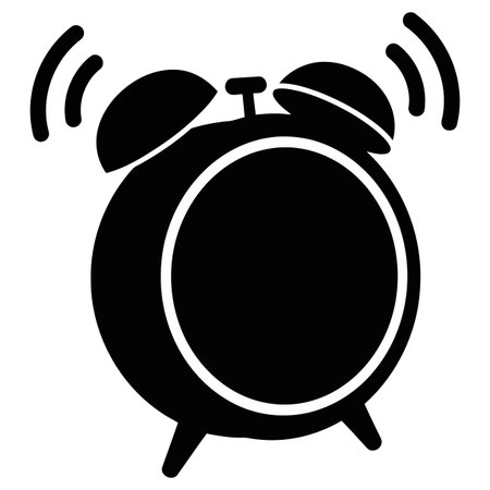 Ringing Alarm Clock Icon, Clock Icon Vector, Classic Alarm Clock Silhouetteのイラスト素材